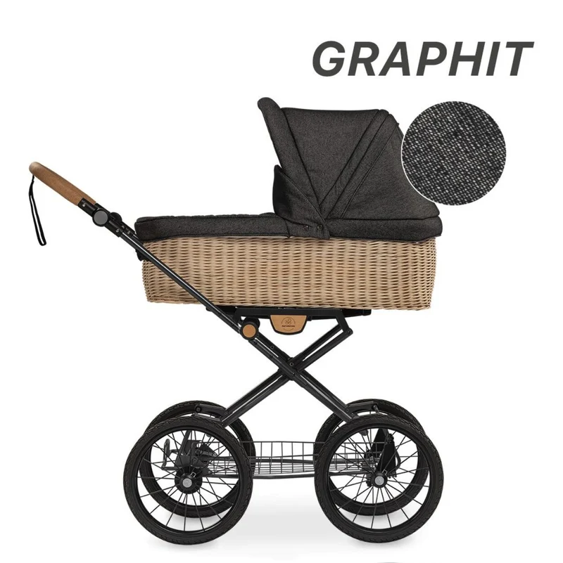 IDA Kinderwagen geflochten Graphit - von Naturkind