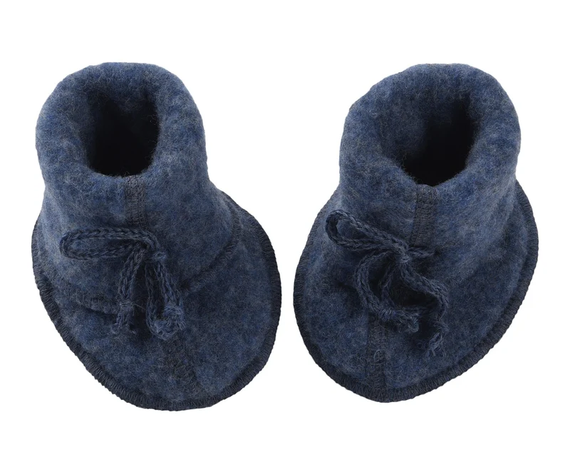 Woll-Fleece Babyschuhe Blau melange - Größe 1 - Engel Natur