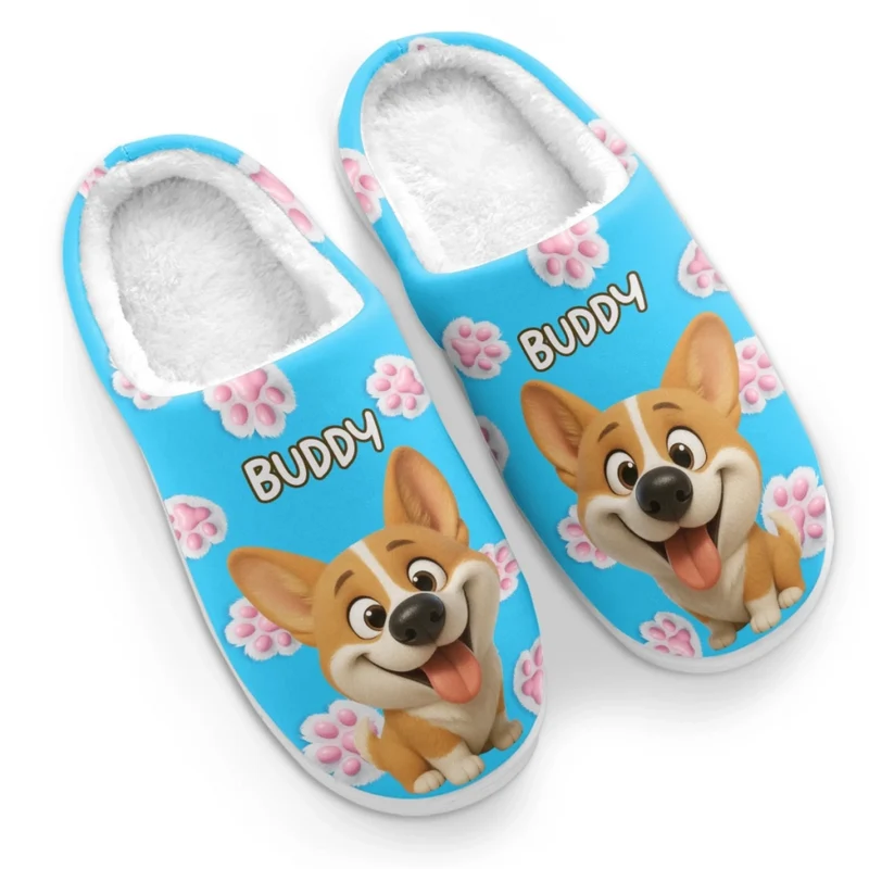 Personalisierte Flauschige Hausschuhe mit Foto – Geburtstagsgeschenk für Hunde- & Katzenliebhaber, Hundemama & Hundepapa, Katzenbesitzer – Glückliche Pfoten, glückliche Füße