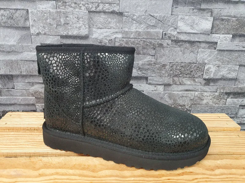 Original UGG Boots Mini Glitzy Schwarz Lammfell Glitzer Gr.39