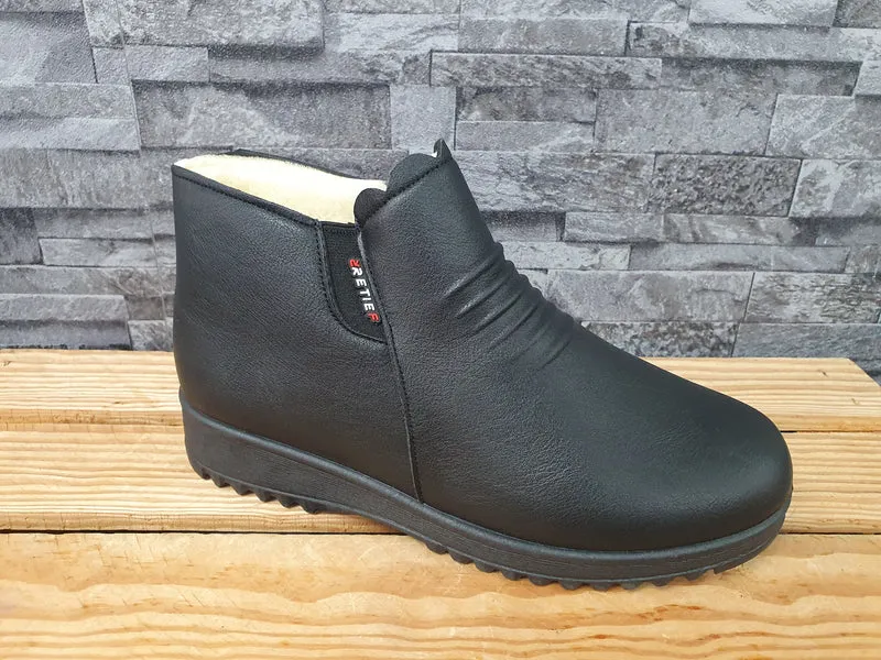 Damen Winter Stiefeletten gefüttert Schwarz