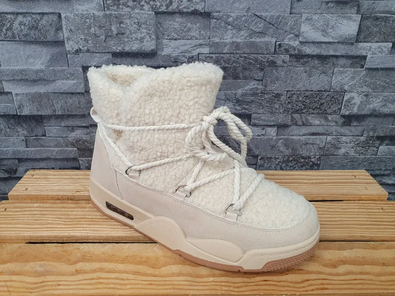 Damen-Winterboots Beige, leicht und bequem