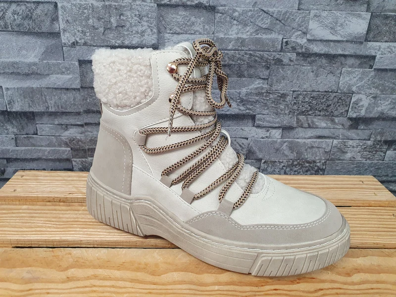 Damen Winter Boots Stiefelette Gefüttert Reißverschluss Beige Schwarz Schuhe Braun