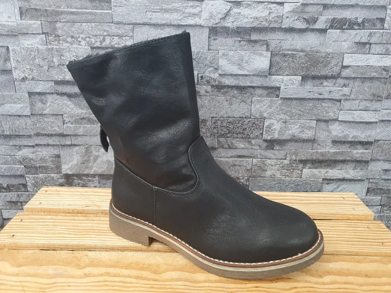Damen Stiefelette Schwarz Gefüttert Schuhe Boots Warm Gr.38