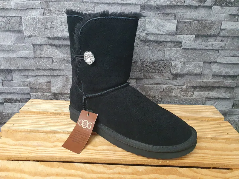 NEU! Original OOG Boots Bling Schwarz Teddyfell Wildleder Gr.39