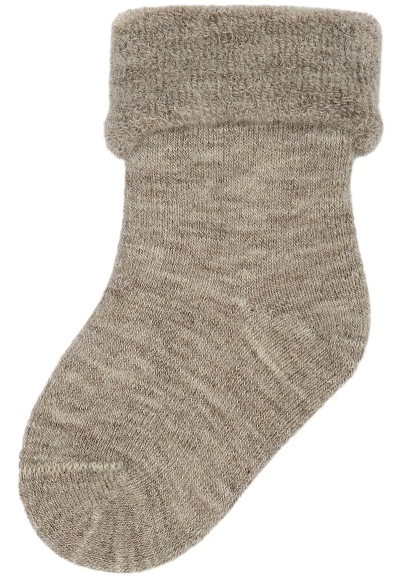 MINIPOP Merinowolle Socken - braun meliert
