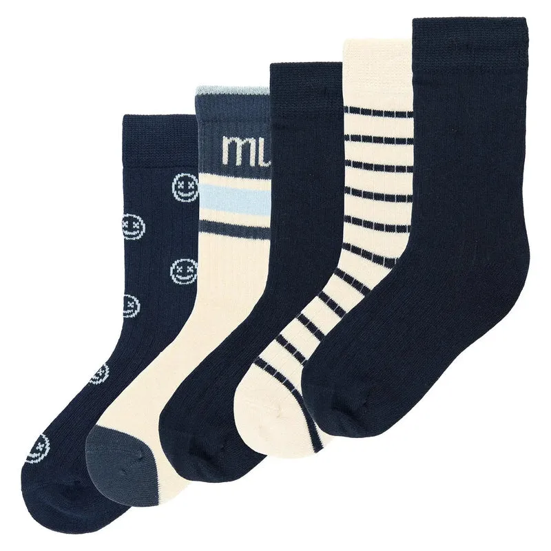 MINIPOP 5er Pack Bambus Socken - navy / hellblau / créme