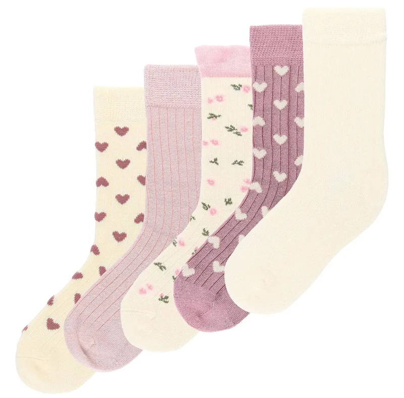 MINIPOP 5er Pack Bambus Socken - créme / malve / rosa