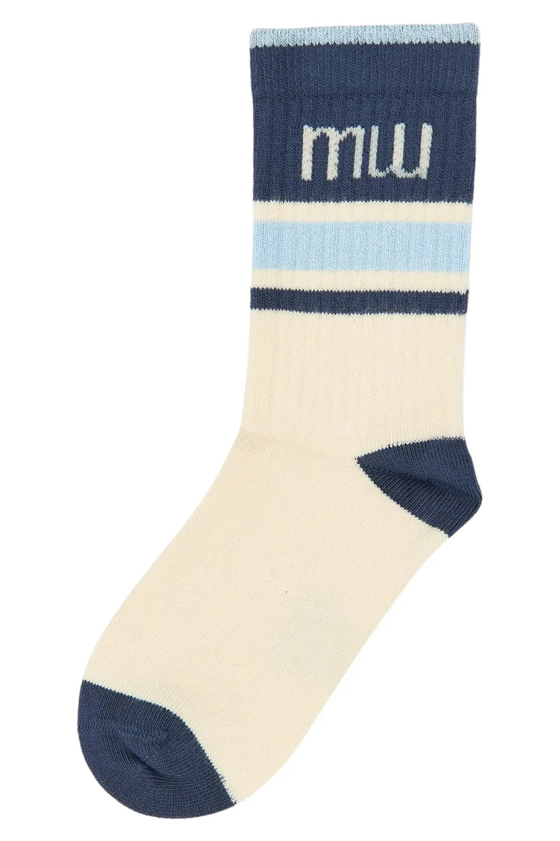 MINIPOP Bambus Socken - créme / blau / hellblau