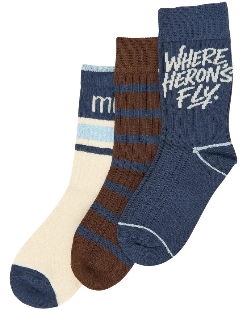 MINIPOP 3er Pack Bambus Socken - blau / braun / créme