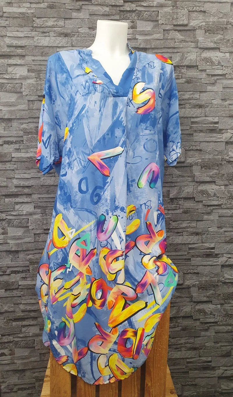 Made In Italy Kleid Sommerkleid Strandkleid Blau & Grün