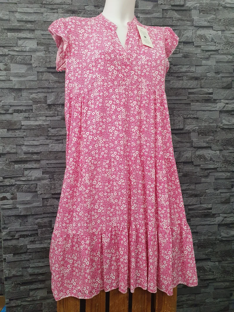Made In Italy Damen Strandkleid Tunika Kleid Rosa Einheitsgröße 38-44
