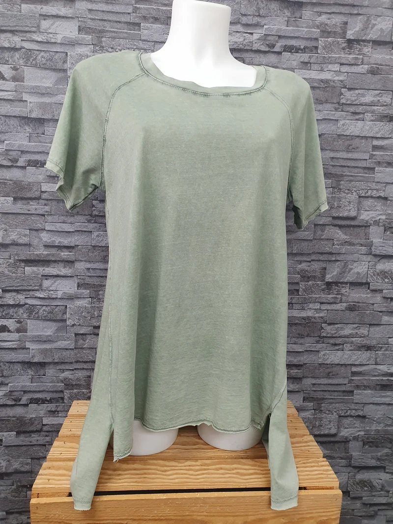 Damen Made In Italy Shirt Grün & Blau Vintage Einheitsgröße 38-44