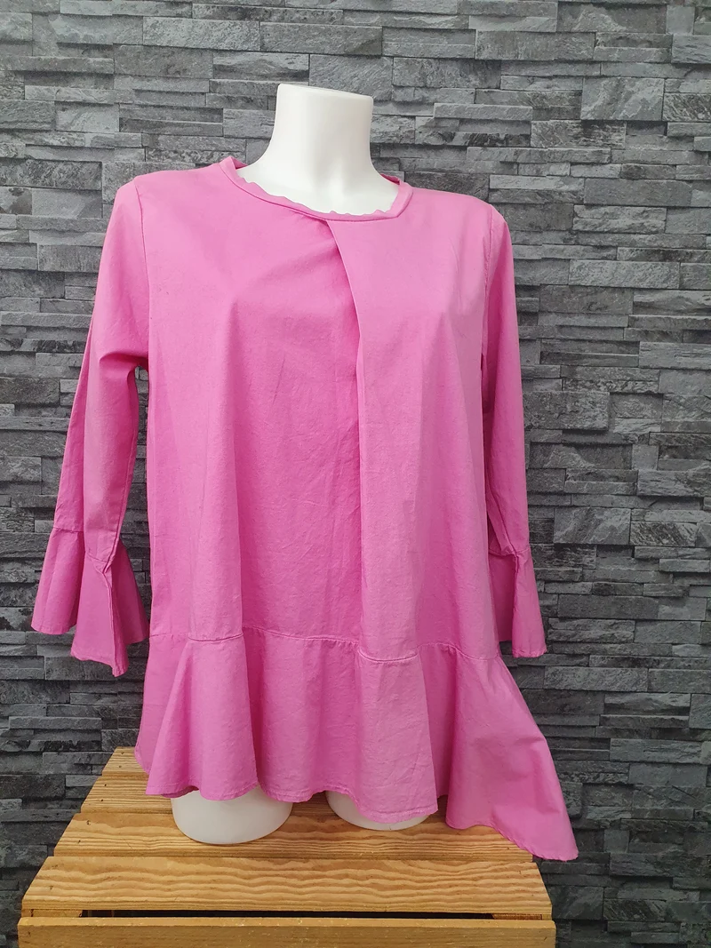 Made In Italy Bluse Shirt Fuchsia Größe 36-44 Einheitsgröße