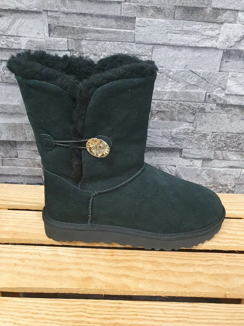 UGG Bailey Button Bling Gold Lammfell Schwarz Gr.38