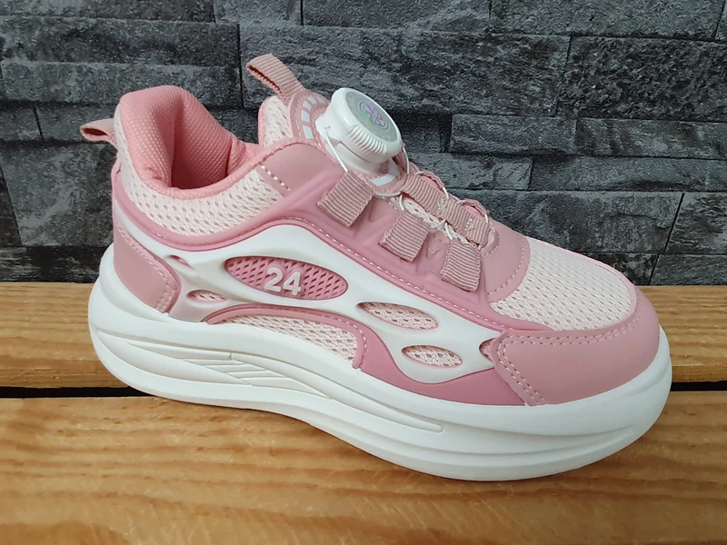 Kinder Sneaker Drehverschluss Schuhe Sportschuhe Rosa & Schwarz & Weiß