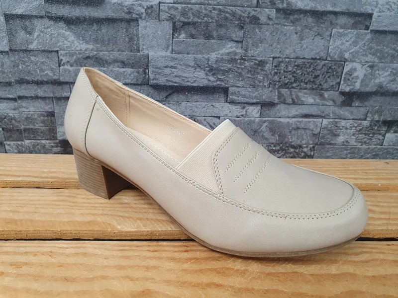 Damen Halbschuhe Schuhe Pumps Beige Blockabsatz