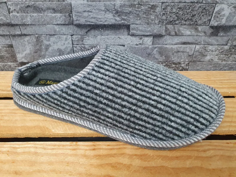 Herren Magnus Halbschuhe Schlappen Filzpantoffeln Filtsohle mit Noppen Grau & Blau