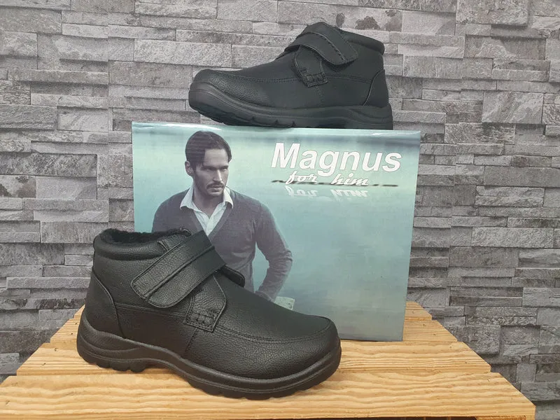 Magnus Herren Stiefeletten Schwarz 1 x Klett Winterboots Gefüttert Größe 41-45