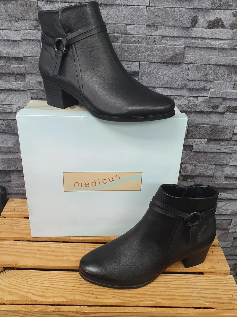 NEU! Mediscus Stiefelette Leder Weite G Schuhe Schwarz Gr.40