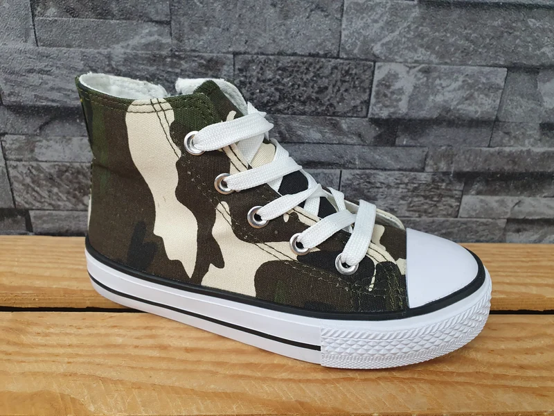 Kinder Sneaker Schuhe Teil Knöchelschuh Camouflage Grün Gr. 26-34