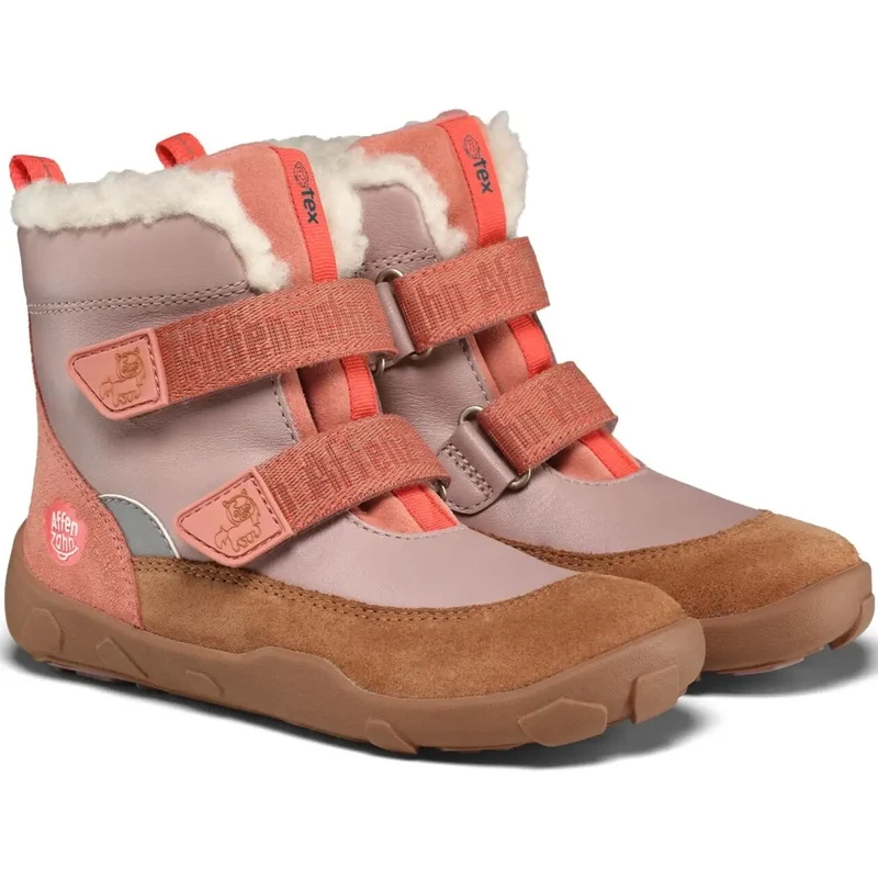 AFFENZAHN TEX Stiefel LEDER WINTY PONY - braun / rosa / koralle