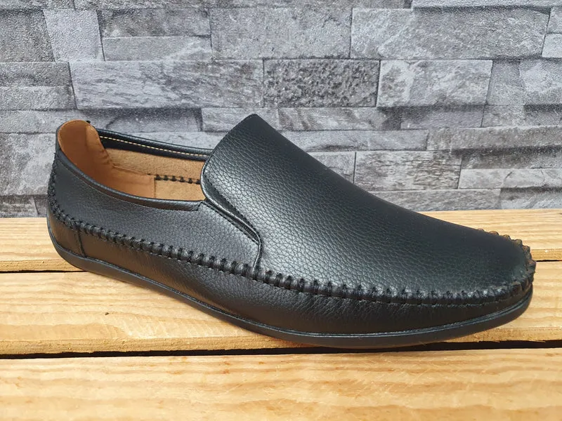 Herren Mokassins Slipper Schuhe Schwarz