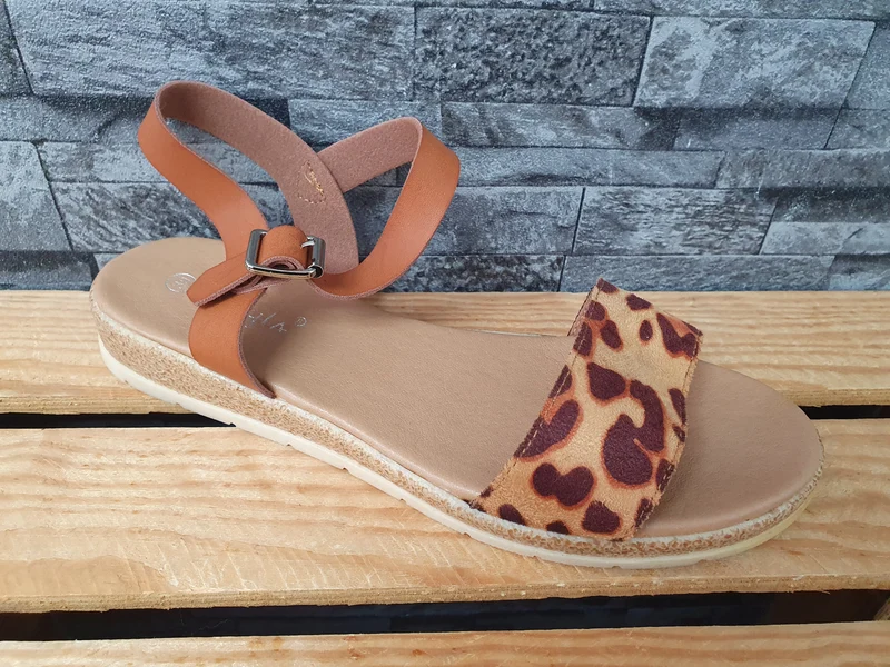 Damen Sandalen Sandalette Braun Panther