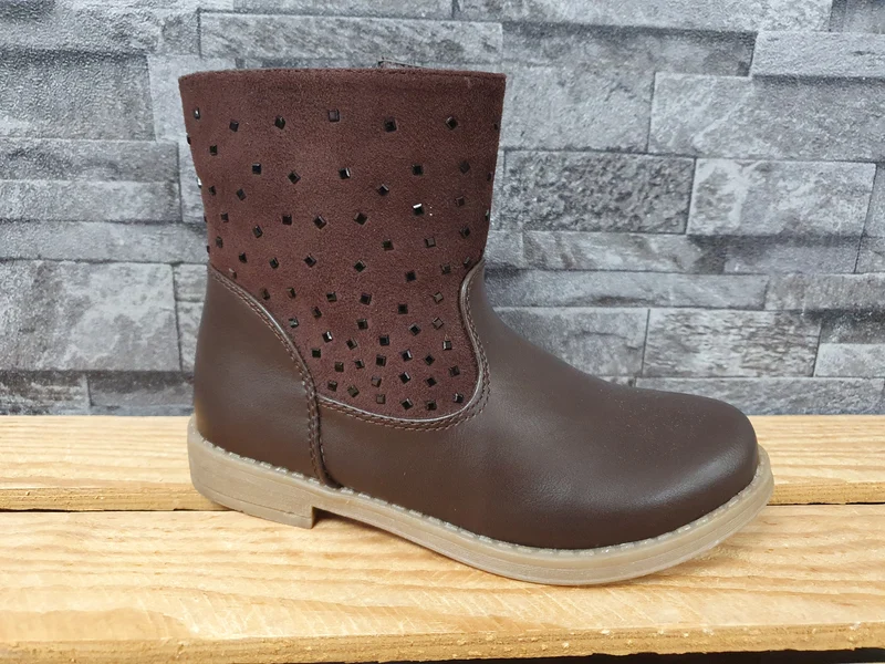 Happy Bee Mädchen Stiefelette Braun Steinchen