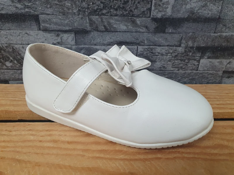 Mädchen Ballerina Schuhe Schleife Weiß Größe 28-31 Klett