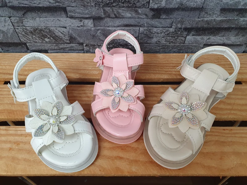 Kinder Sommersandalen mit Klettverschluss – Blumenmotiv