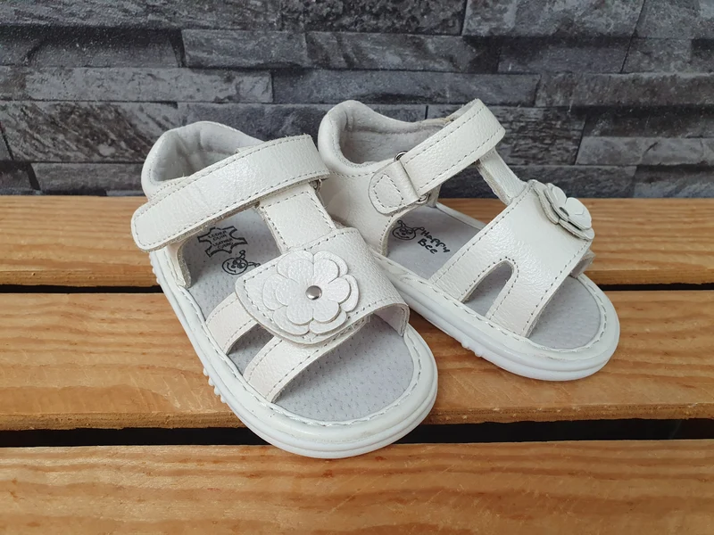 Happy Be Sandalen Leder Weiß Blume 2x Klett