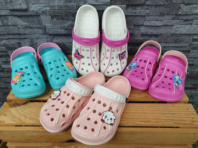 Kinder Clogs Schuhe Badeschuhe Türkis & Weiß & Fuchsia & Peach