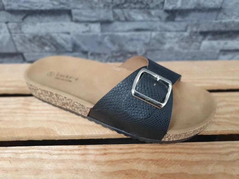 Pantolette Damen Sandalette Sommer Schwarz 1 x Schnalle