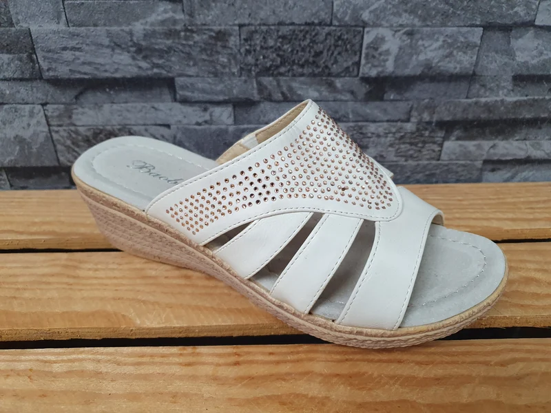 Damen Pantolette Kailabsatz Weiß Glitzer Größe 38-41