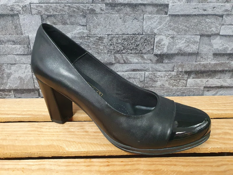 Damen Pumps Desiree Leder Schwarz Total Flex Lack