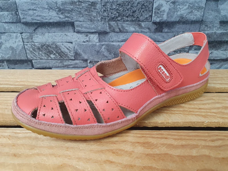 Scandi Damen Sandalen – Leder, Sommer, Rosa