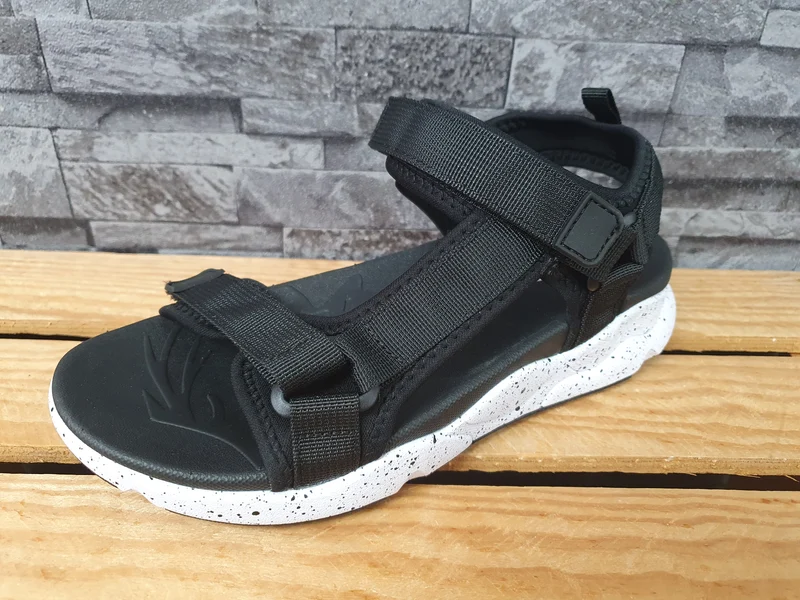 Damen Sandalette Phylon/ Gummi Sohle 3 x Klett Textil Schwarz