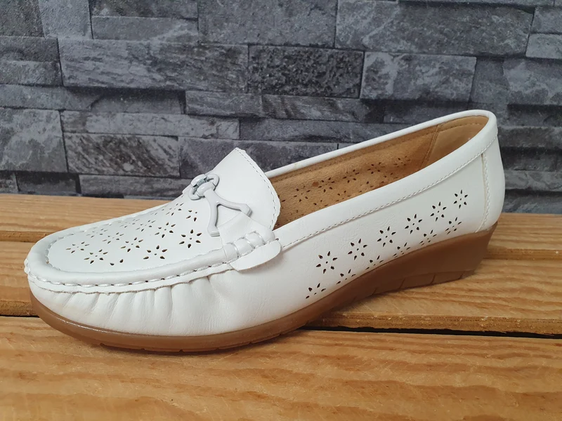 Damen Ballerina Weiß Sommer Schnalle Größe 39-41