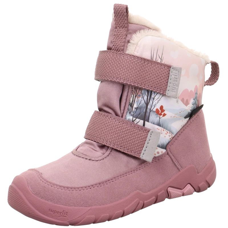 SUPERFIT Stiefel Barfußschuh TRACE 6039-85 - altrosa / Winterlandschaft
