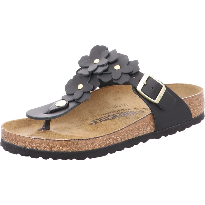 Birkenstock Pantolette Gizeh Flowers schwarz