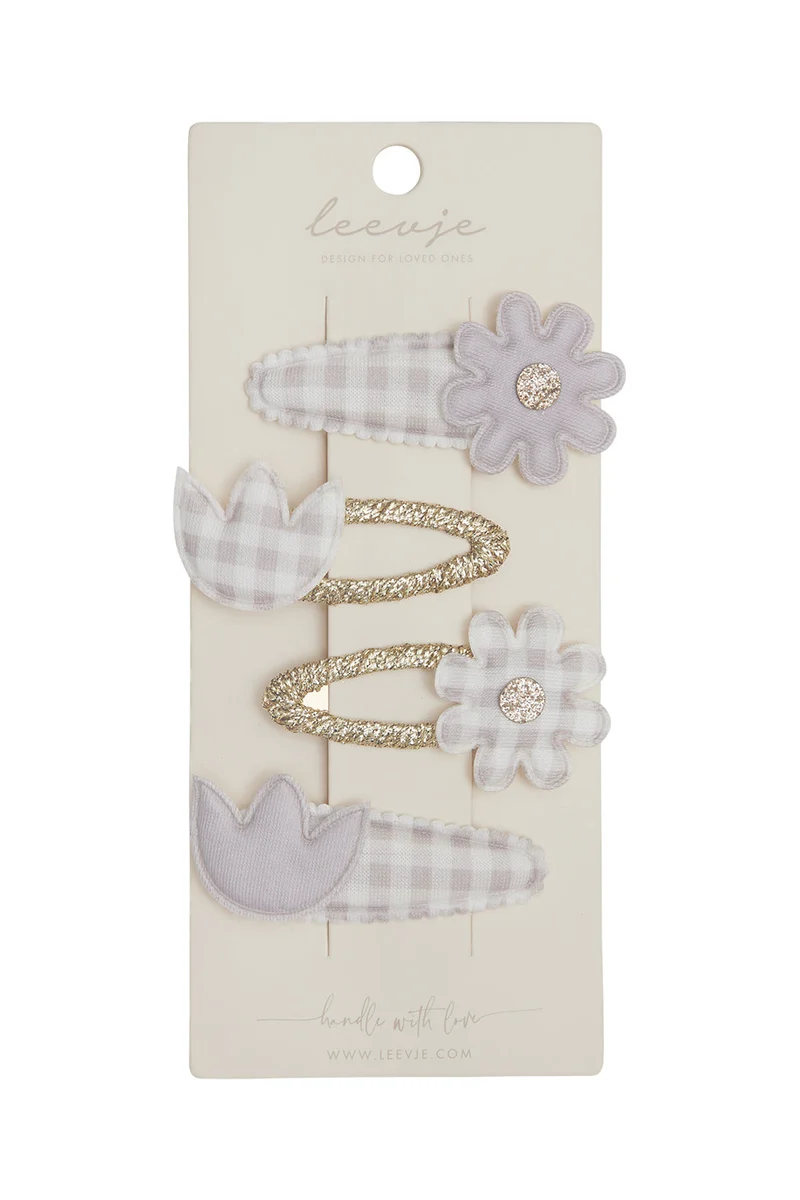 Haarspangen 'lavender gingham flower clips'