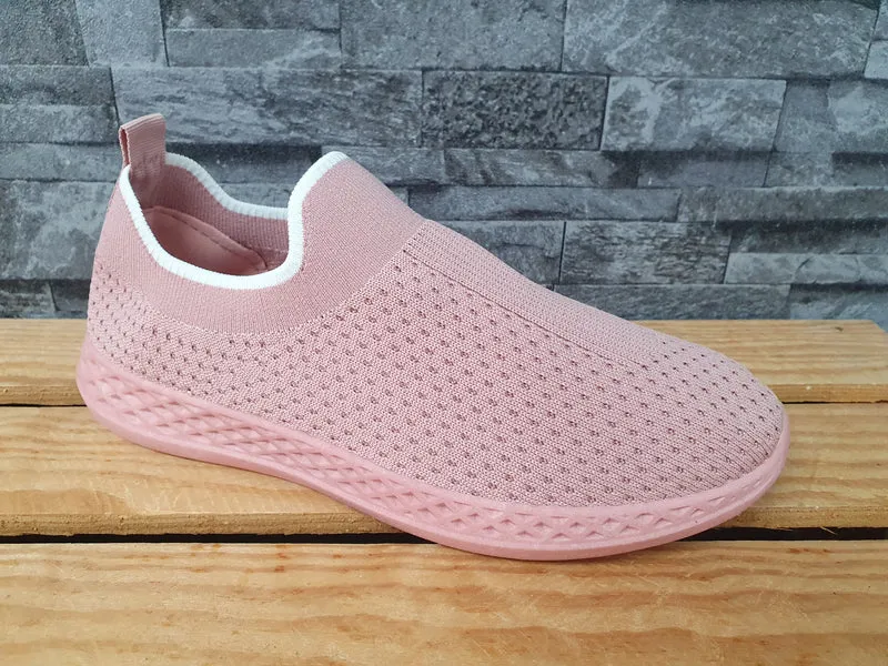 Damen Sneaker Schuhe Stoff Rosa