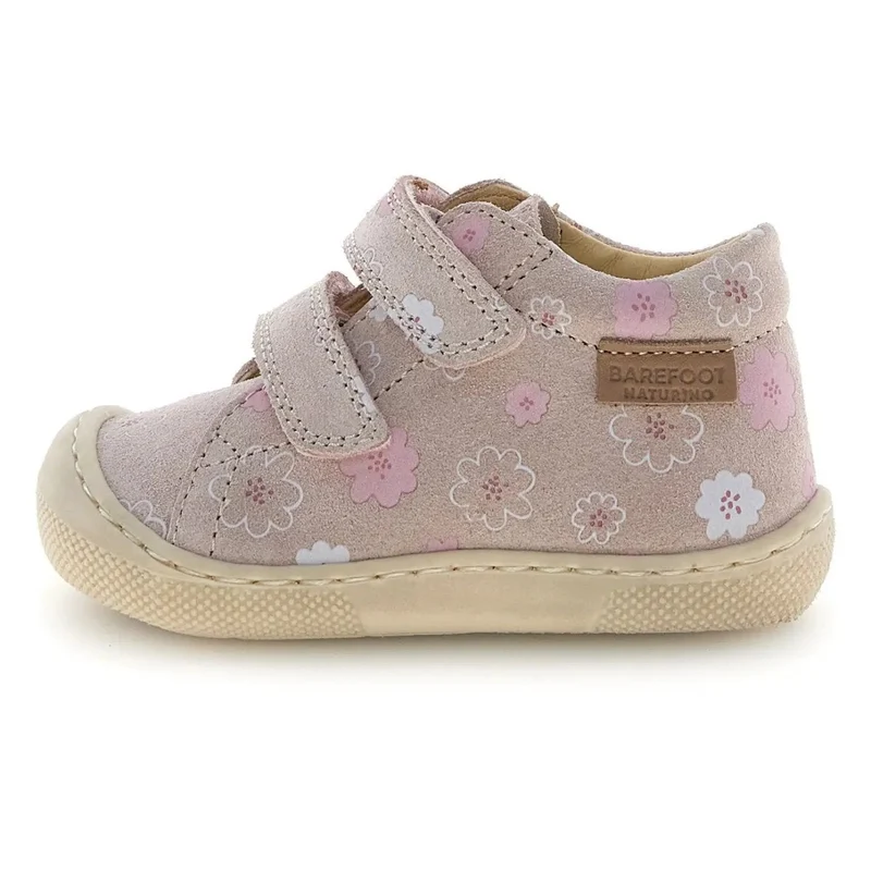 NATURINO Barfußschuh Halbschuh AMUR - altrosa / Blümchen / helle Sohle