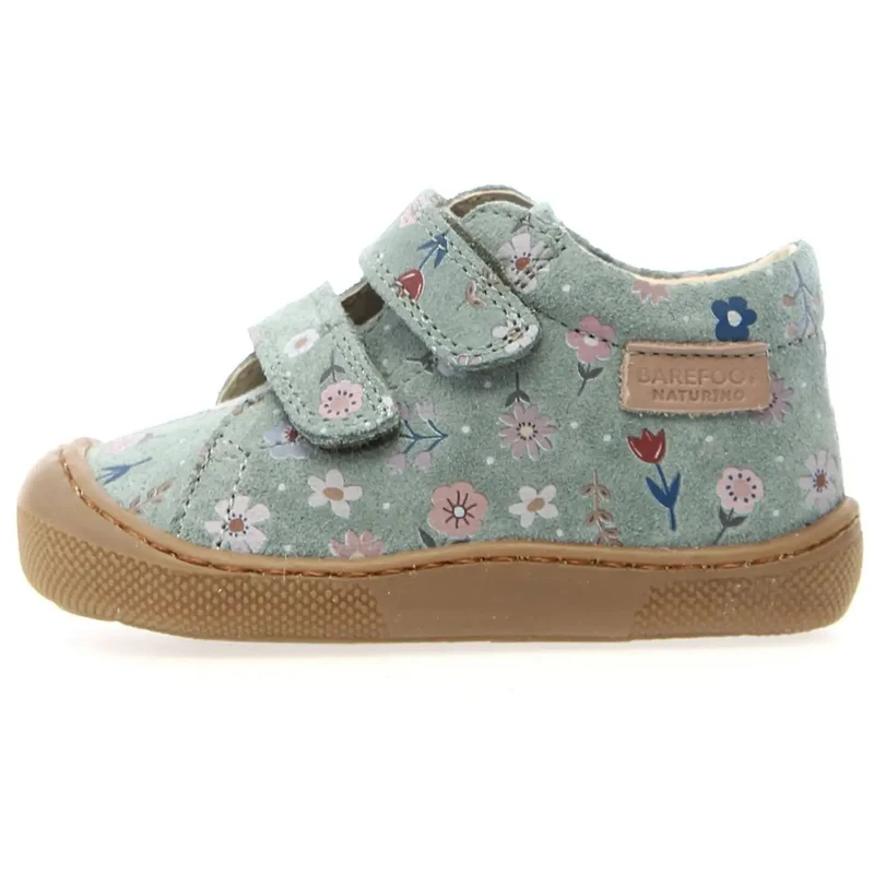 NATURINO Barfußschuh Halbschuh AMUR - mintgrün / Streublümchen / dunkle Sohle