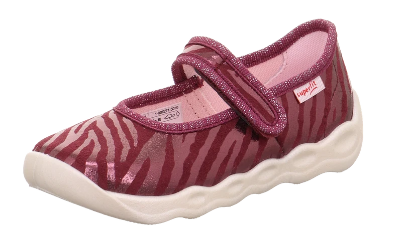 SUPERFIT Hausschuh BUBBLE 6271-501 - bordeaux / Zebramuster