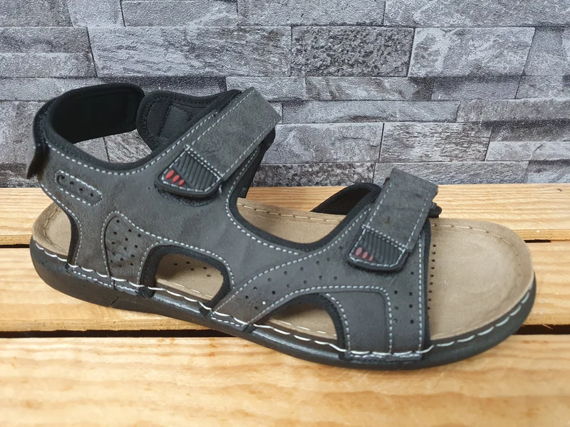Herren Magnus Sandalen Grau PU Sohle Innensohle Leder