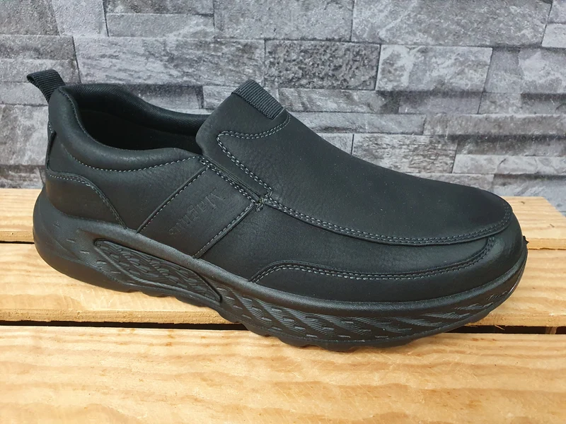 Herren Magnus Slipper Halbschuhe PU Sohle Schwarz