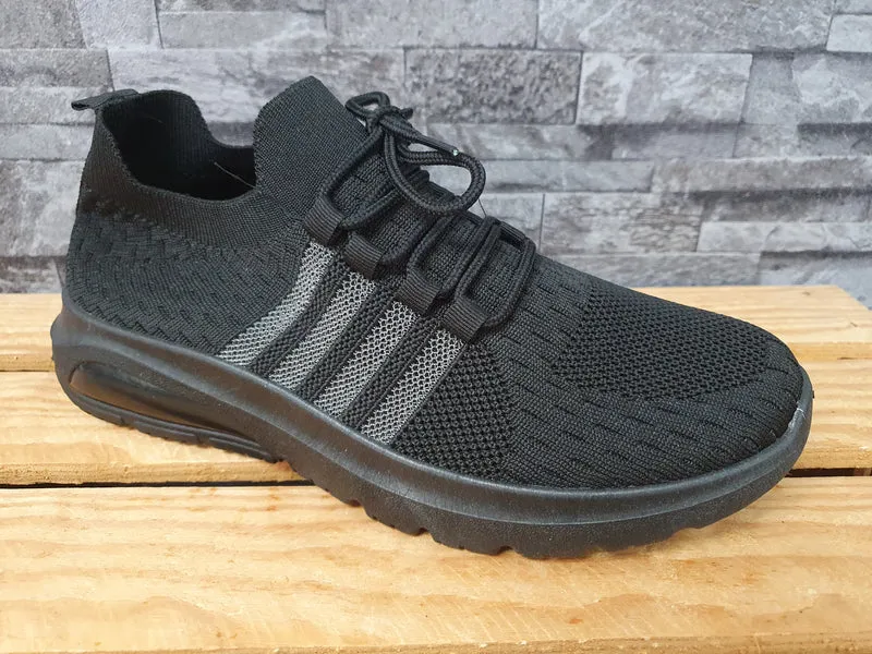 Herren Sneaker Sportschuhe Schwarz Stoff