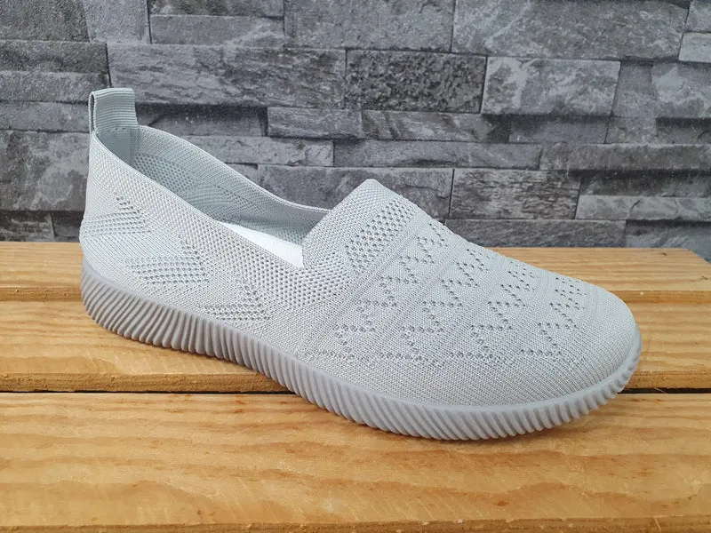 Damen Sneaker Schuhe Stoff Grau & Schwarz